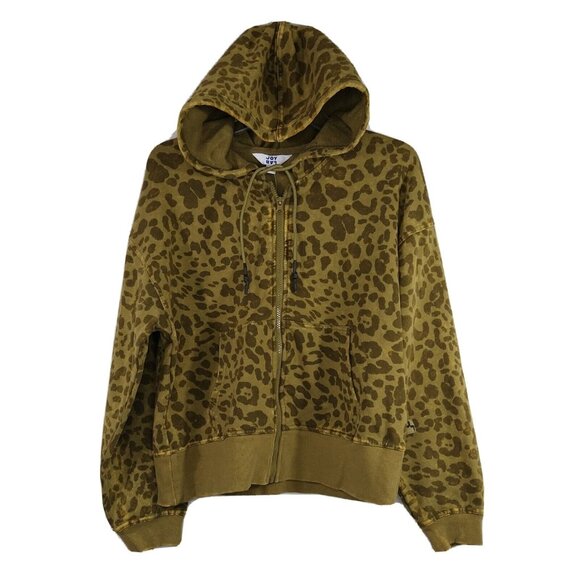 Joy Lab Tops - Joy Lab Relaxed Fit Sweatshirt Hoodie Full Zip Size XS Green Army Cheetah Print